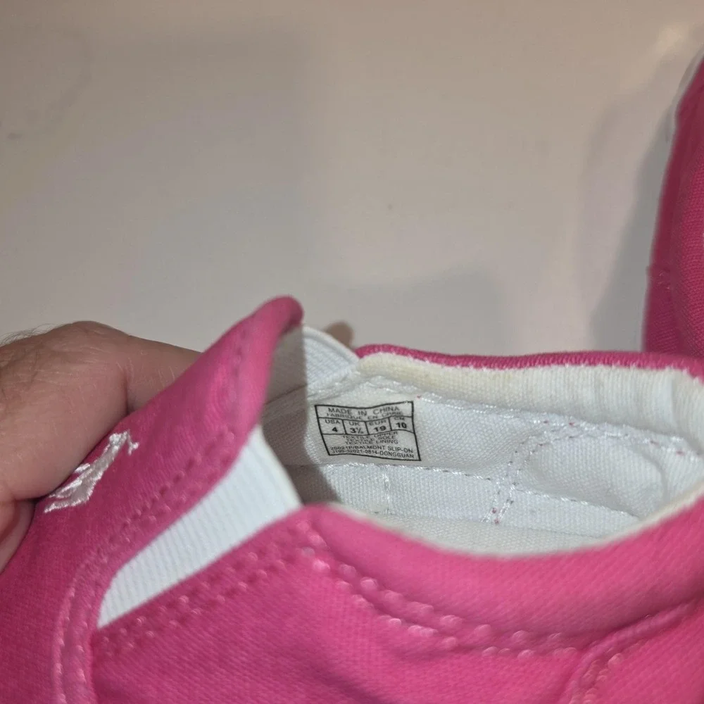 Polo Ralph Lauren Shoes Toddler Girls 4 Pink Canvas Slip On Pony Logo Crib